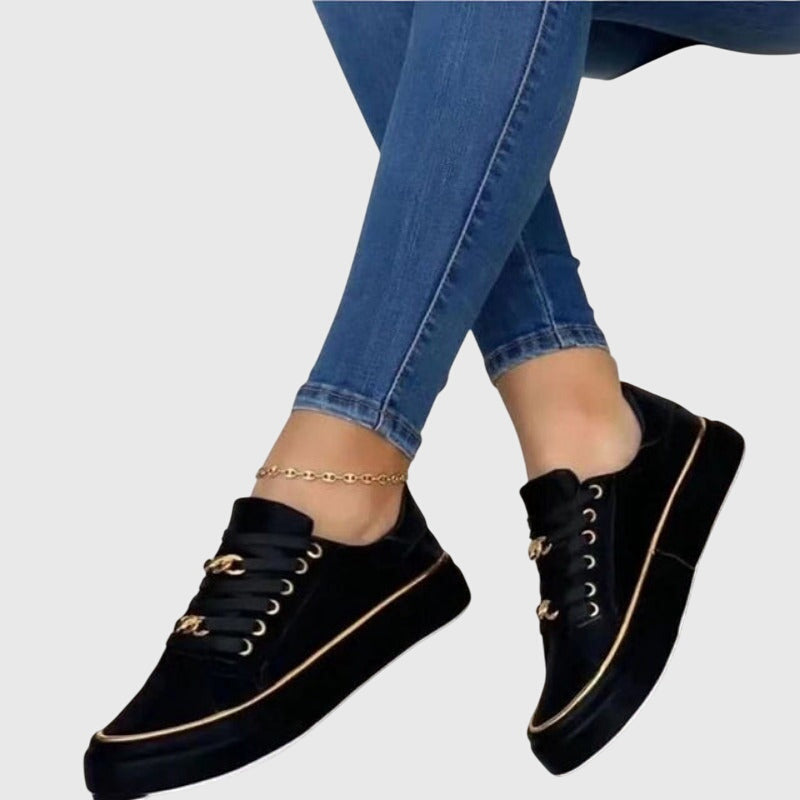 Elena | Women's Lace-Up Trainers | Chain Detail · Eltrendio