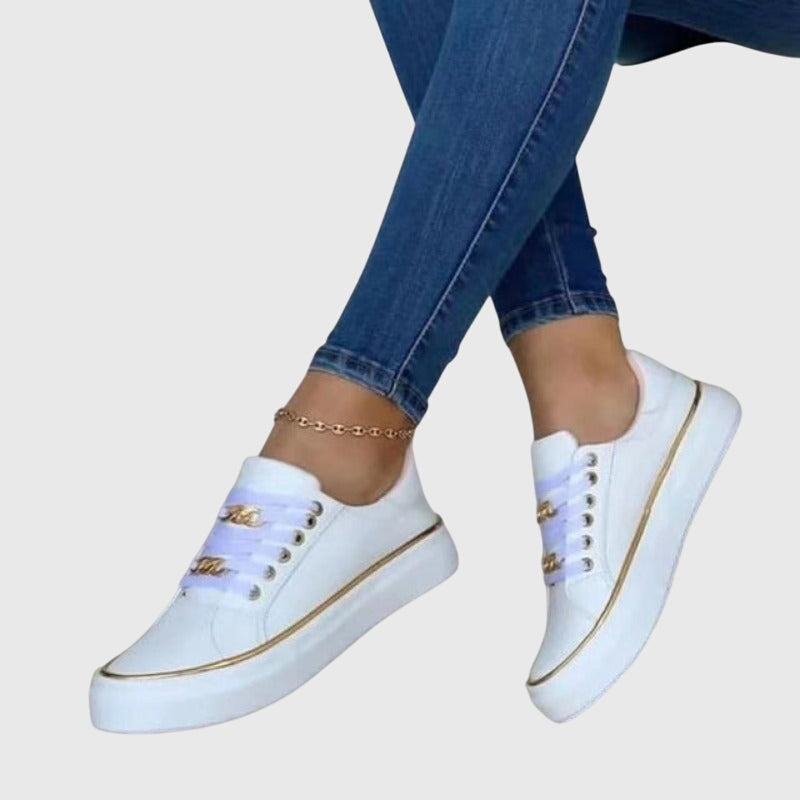 Elena | Women's Lace-Up Trainers | Chain Detail · Eltrendio