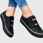 Elena | Women's Lace-Up Trainers | Chain Detail · Eltrendio