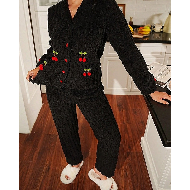 Elodie | Women's Fleece Lounge Set | Soft Cherry · Eltrendio