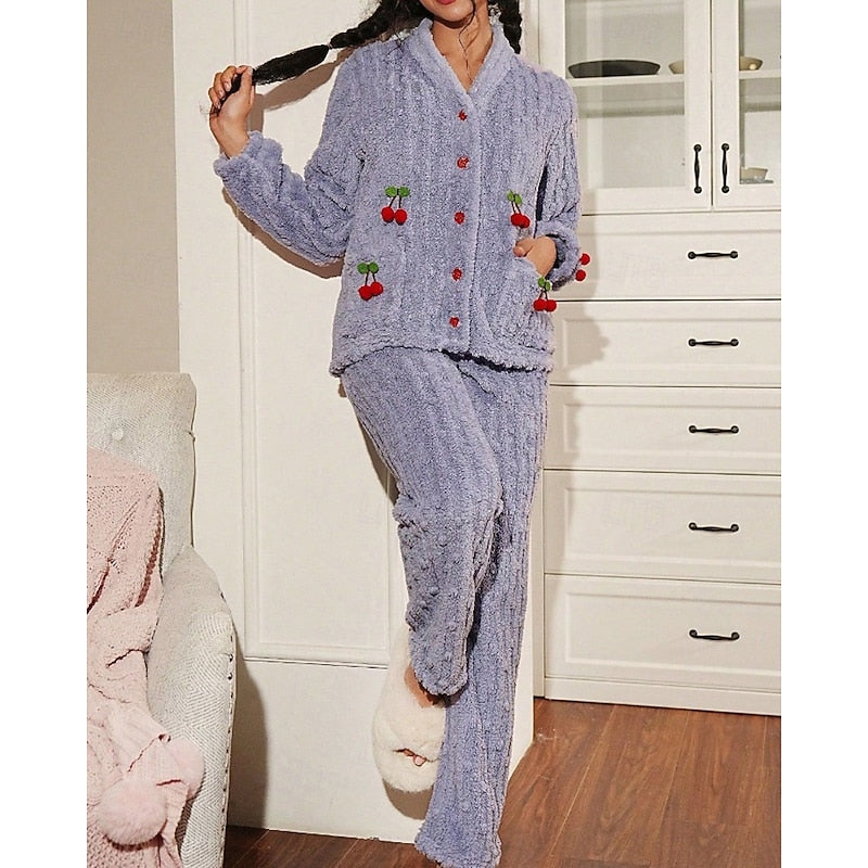 Elodie | Women's Fleece Lounge Set | Soft Cherry · Eltrendio