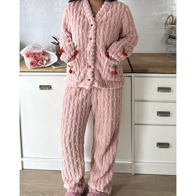 Elodie | Women's Fleece Lounge Set | Soft Cherry · Eltrendio