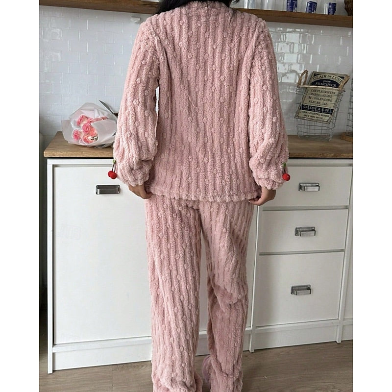 Elodie | Women's Fleece Lounge Set | Soft Cherry · Eltrendio