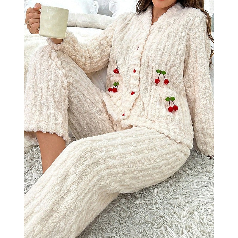 Elodie | Women's Fleece Lounge Set | Soft Cherry · Eltrendio