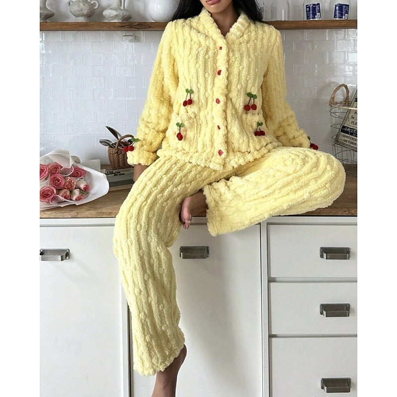 Elodie | Women's Fleece Lounge Set | Soft Cherry · Eltrendio