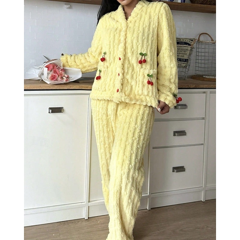 Elodie | Women's Fleece Lounge Set | Soft Cherry · Eltrendio