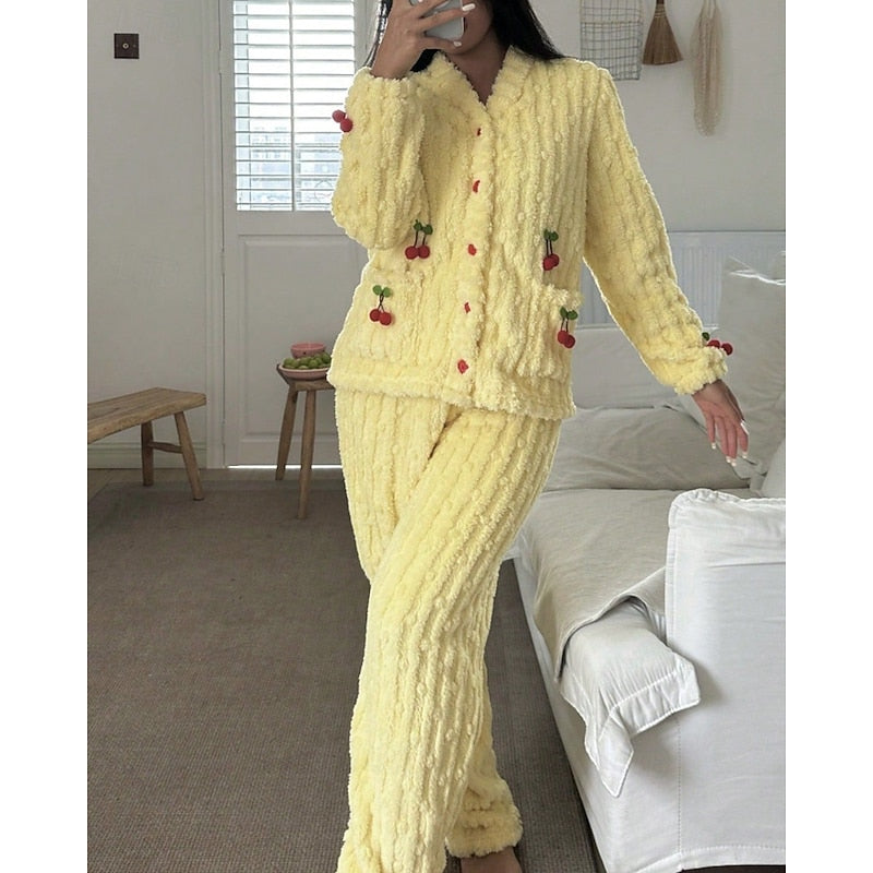 Elodie | Women's Fleece Lounge Set | Soft Cherry · Eltrendio