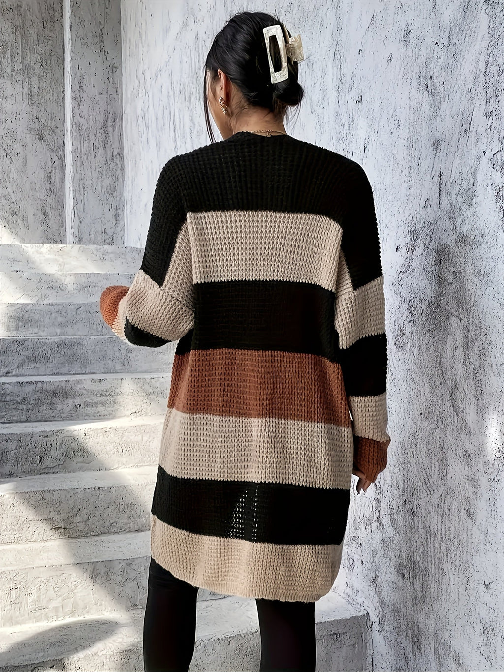 Elodie | Women's Open Front Cardigan | Colour Block · Eltrendio
