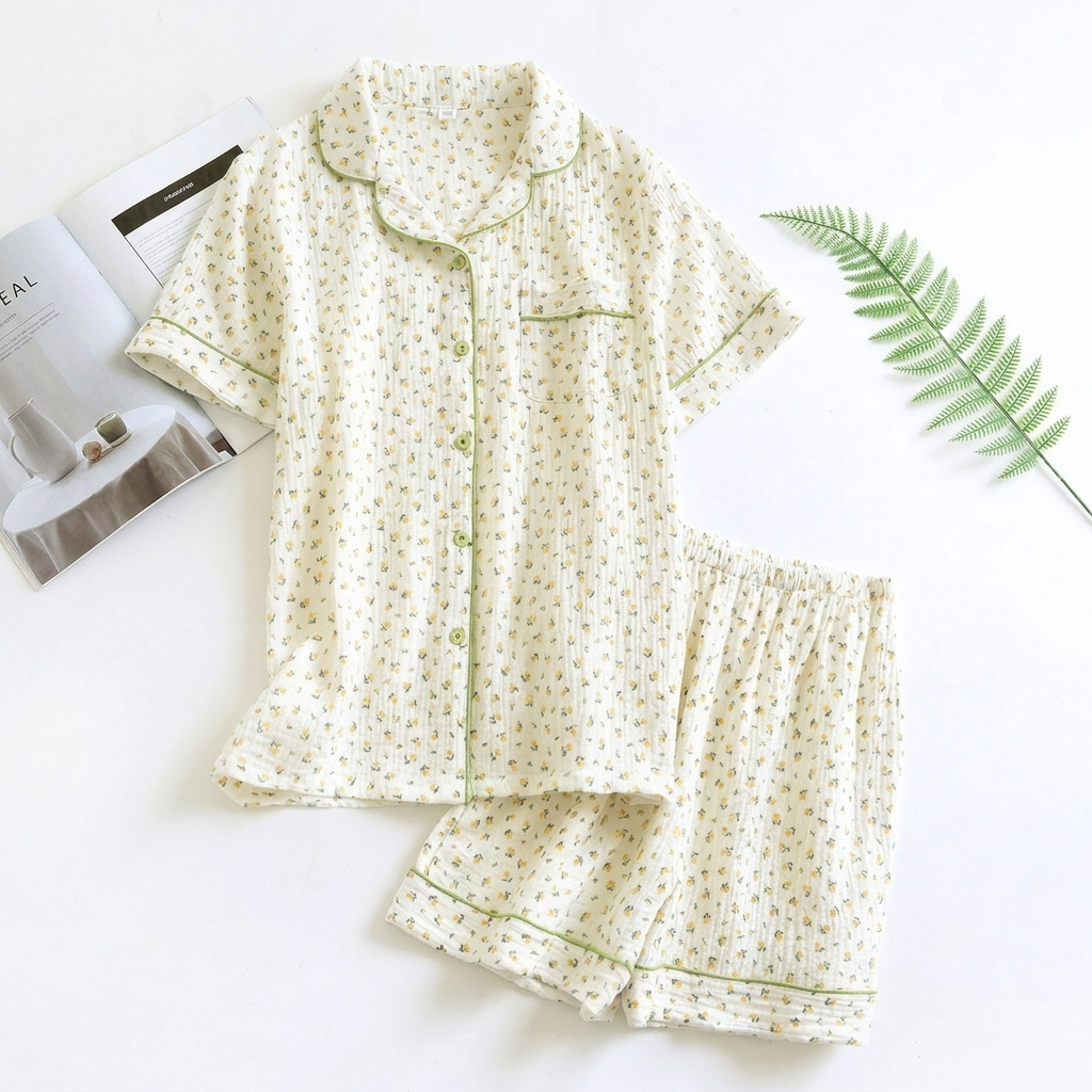 Elodie | Women's Short-Sleeve Pyjama Set | Chest Pocket · Eltrendio