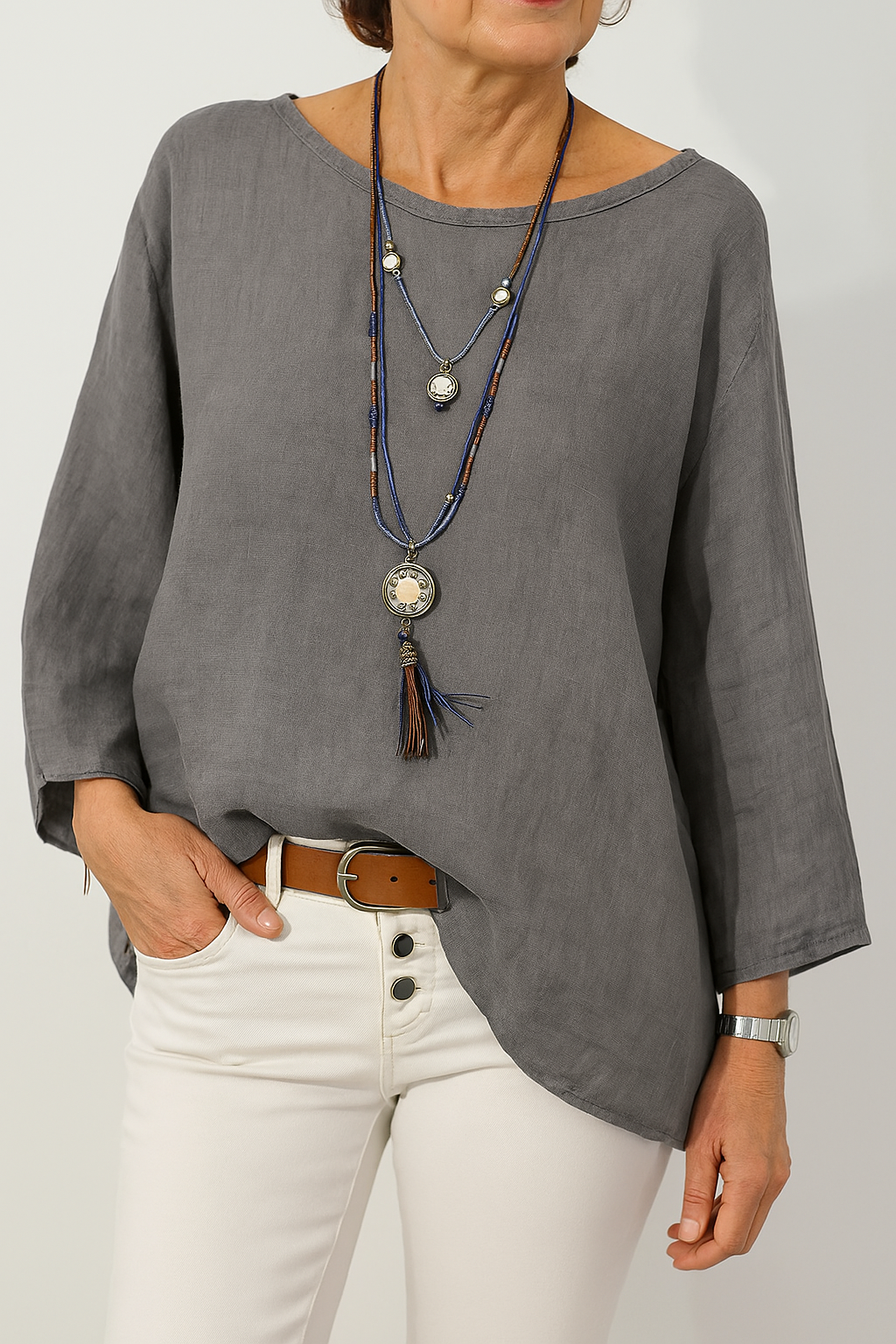 Eloise | Women's Boat Neck Top | Linen · Eltrendio