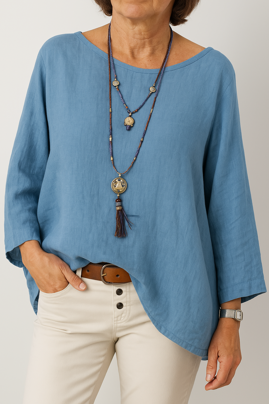 Eloise | Women's Boat Neck Top | Linen · Eltrendio