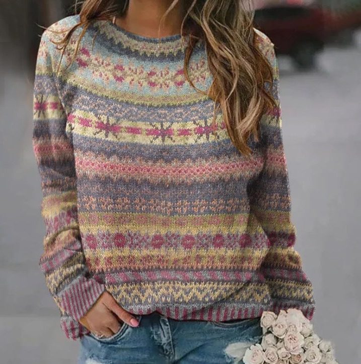 Elsie | Women's Crew Neck Jumper | Fair Isle · Eltrendio