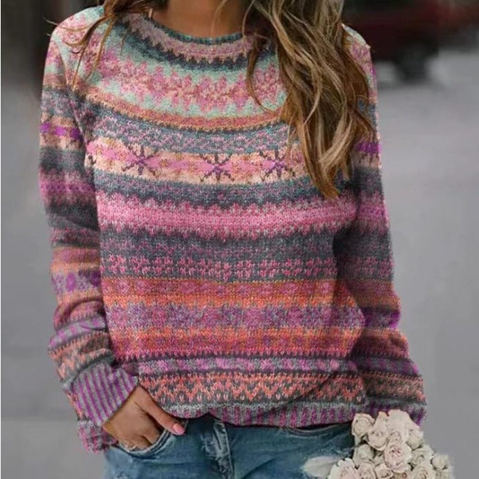 Elsie | Women's Crew Neck Jumper | Fair Isle · Eltrendio