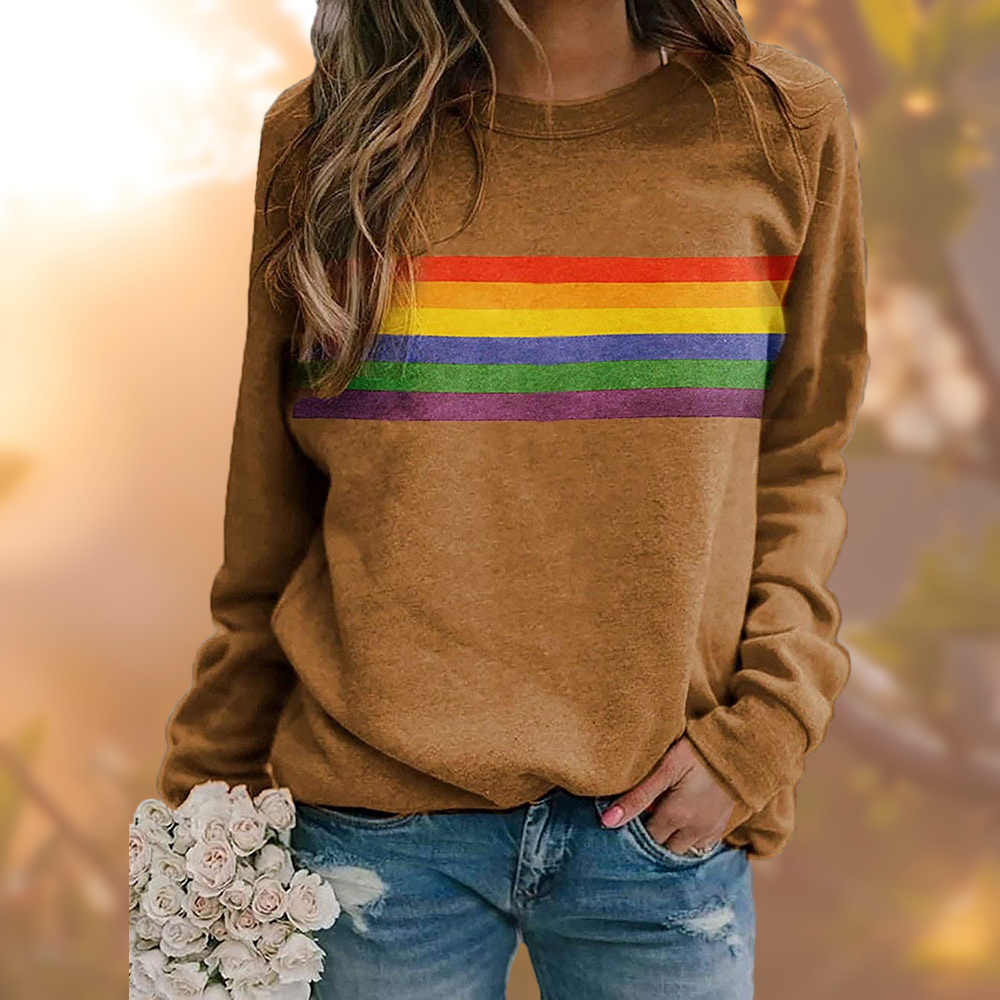 Elsie | Women's Crewneck Sweatshirt | Rainbow Stripe · Eltrendio