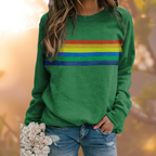 Elsie | Women's Crewneck Sweatshirt | Rainbow Stripe · Eltrendio