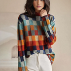 Elsie | Women's Oversized Jumper | Checkerboard Print · Eltrendio