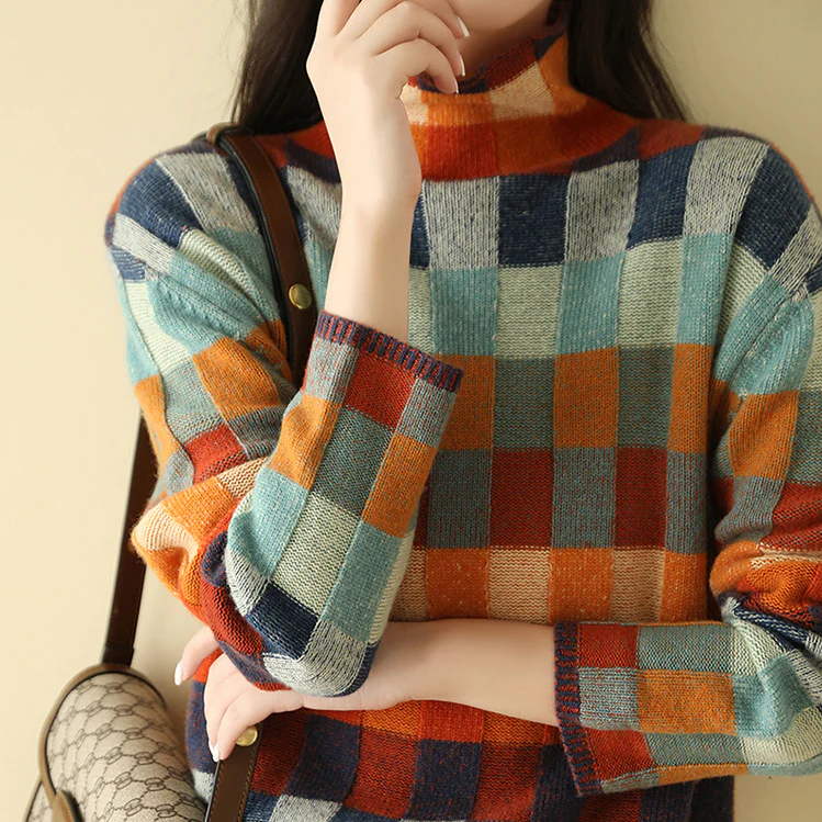 Elsie | Women's Oversized Jumper | Checkerboard Print · Eltrendio