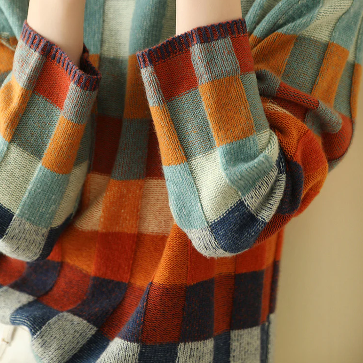 Elsie | Women's Oversized Jumper | Checkerboard Print · Eltrendio