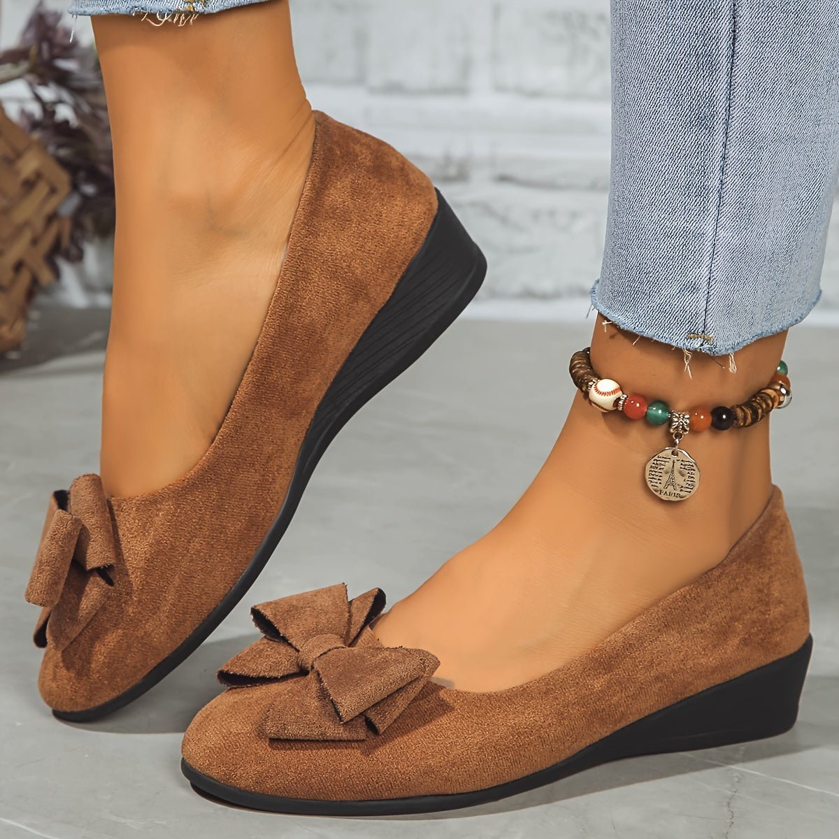Elsie | Women's Slip-On Ballet Flats | Bow Detail · Eltrendio