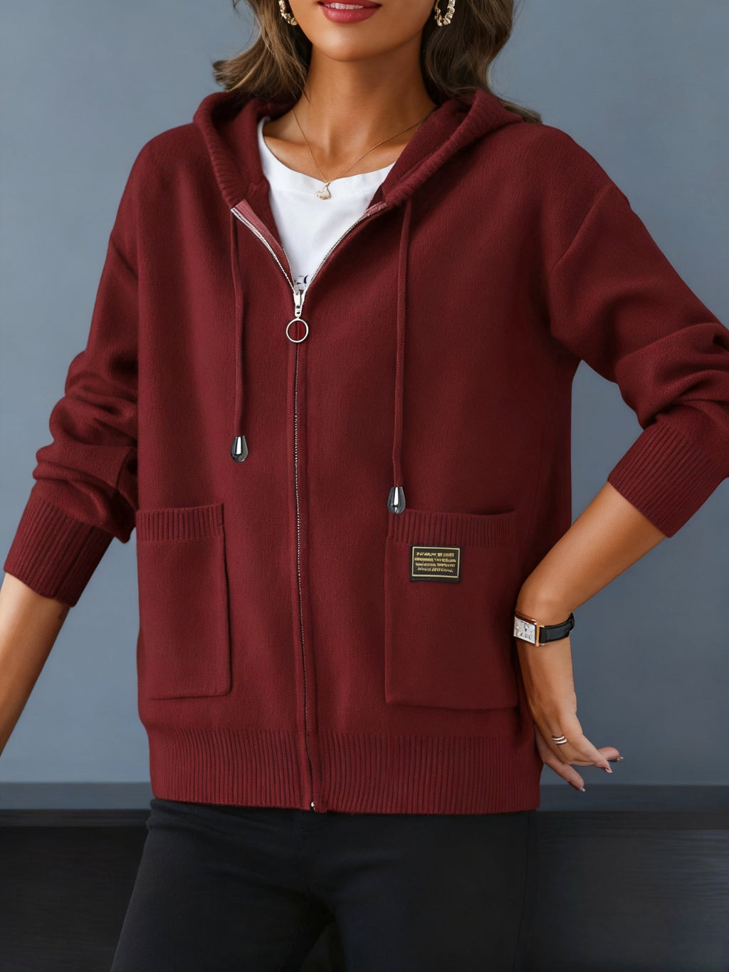 Elspeth | Women's Zip-Up Hoodie | Drawstring Hood · Eltrendio