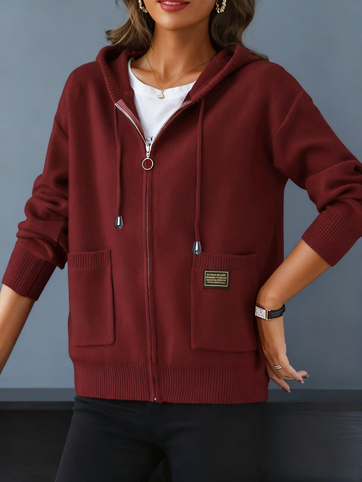 Elspeth | Women's Zip-Up Hoodie | Drawstring Hood · Eltrendio