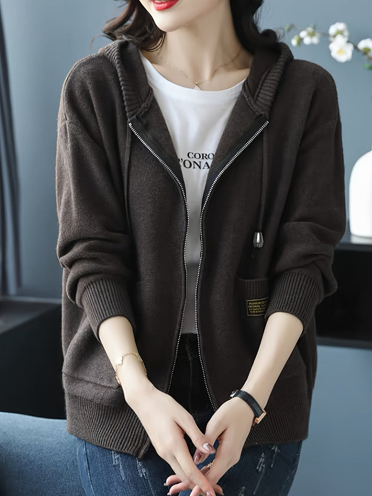 Elspeth | Women's Zip-Up Hoodie | Drawstring Hood · Eltrendio