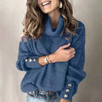 Emily | Women's Turtleneck Jumper | Button Cuffs · Eltrendio
