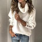Emily | Women's Turtleneck Jumper | Button Cuffs · Eltrendio