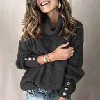 Emily | Women's Turtleneck Jumper | Button Cuffs · Eltrendio