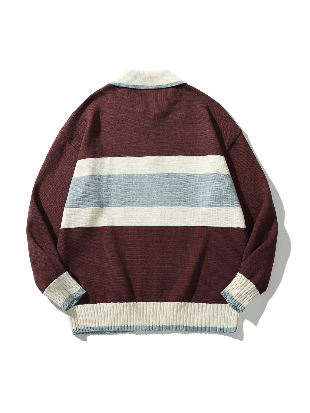 Emmett | Unisex Half Zip Polo Sweater | Oversized Striped Y2K Style-Eltrendio