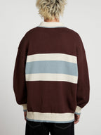 Emmett | Unisex Half Zip Polo Sweater | Oversized Striped Y2K Style-Eltrendio