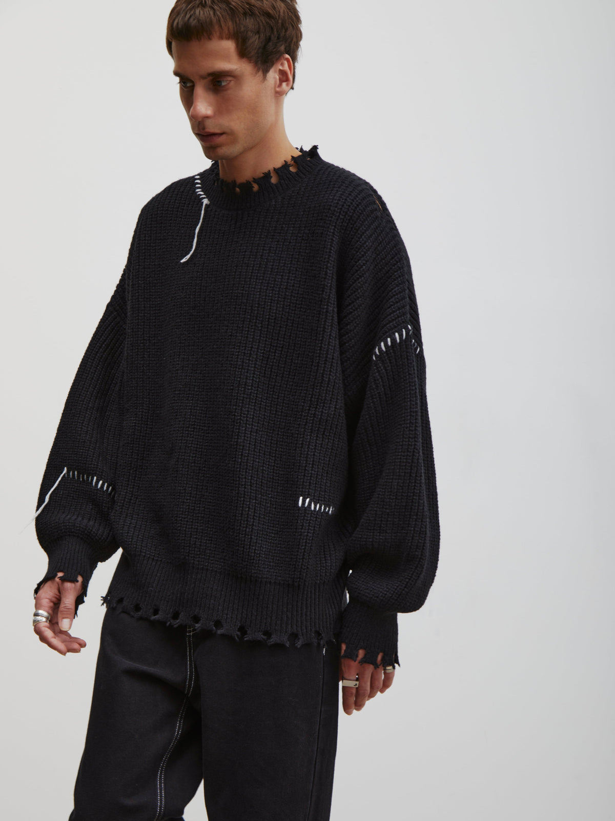 Ethan | Unisex Distressed Jumper | Ribbed Knit · Eltrendio