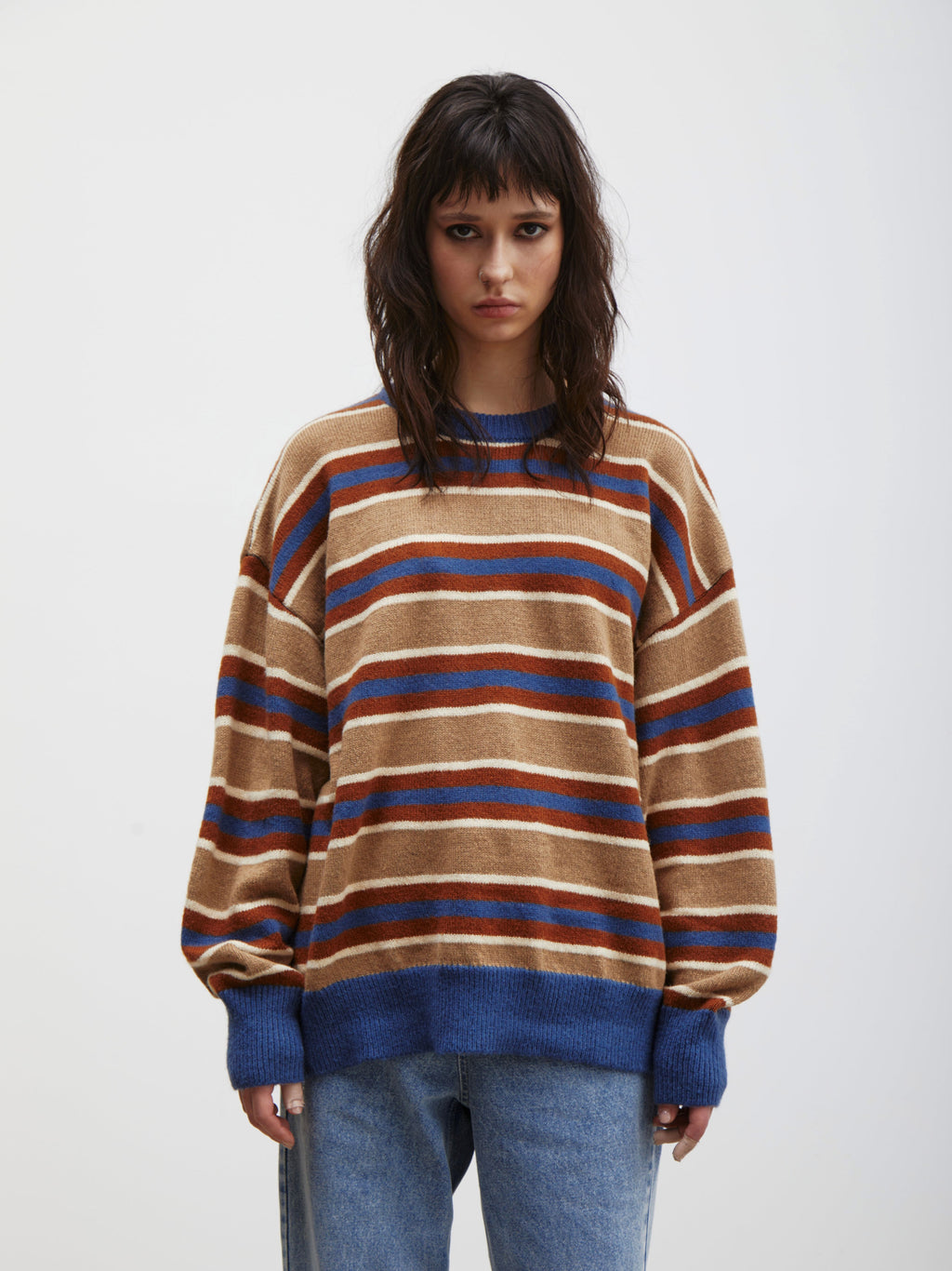 Felix | Unisex Oversized Knit Sweater | Striped Y2K Grunge Style-Eltrendio