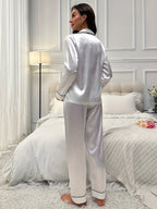 Florence | Women's Button-Front Pyjama Set | Contrast Piping · Eltrendio