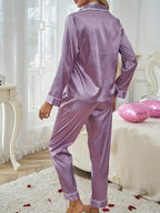Florence | Women's Button-Front Pyjama Set | Contrast Piping · Eltrendio