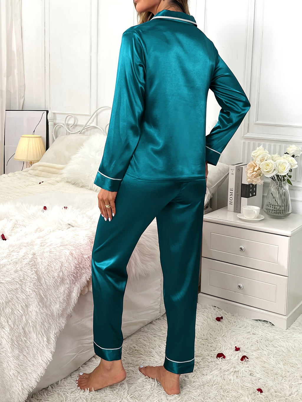 Florence | Women's Button-Front Pyjama Set | Contrast Piping · Eltrendio
