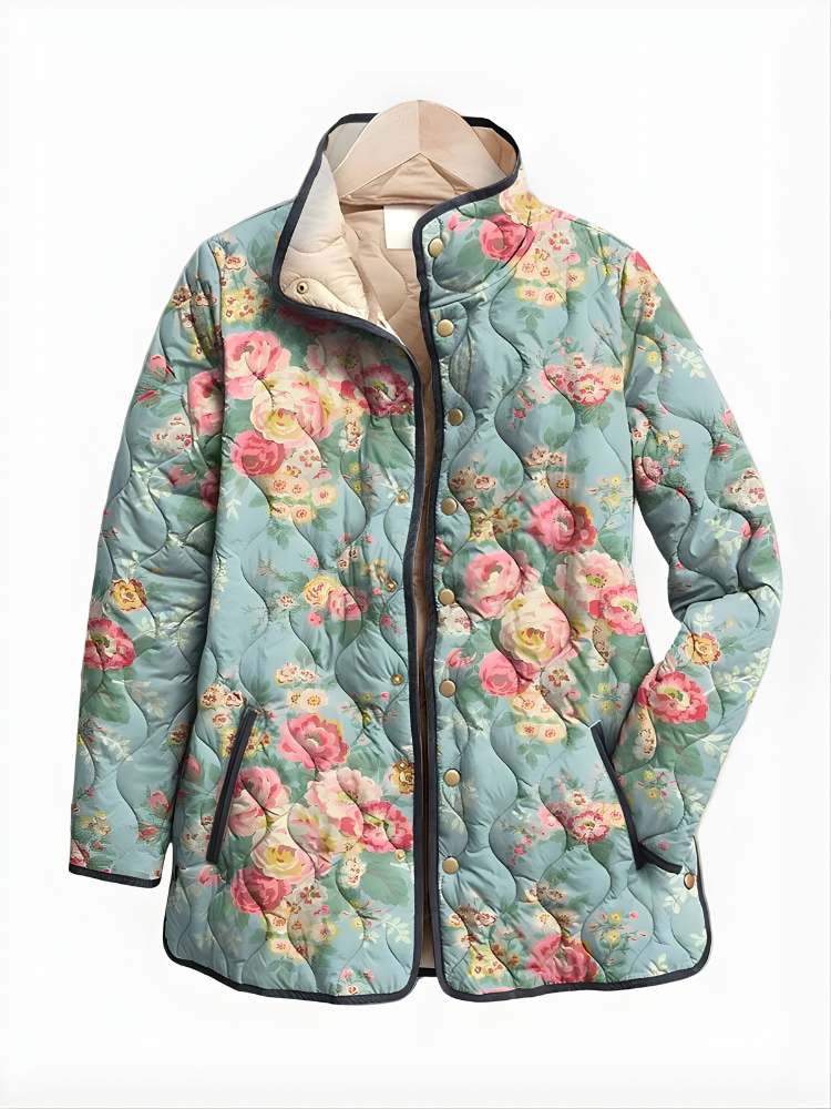 Florence | Women's Quilted Jacket | Floral Print · Eltrendio