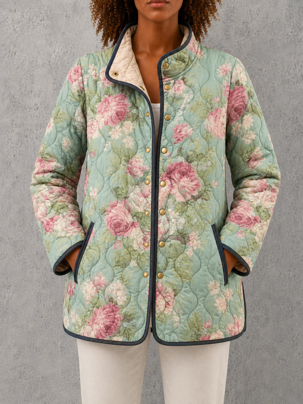 Florence | Women's Quilted Jacket | Floral Print · Eltrendio