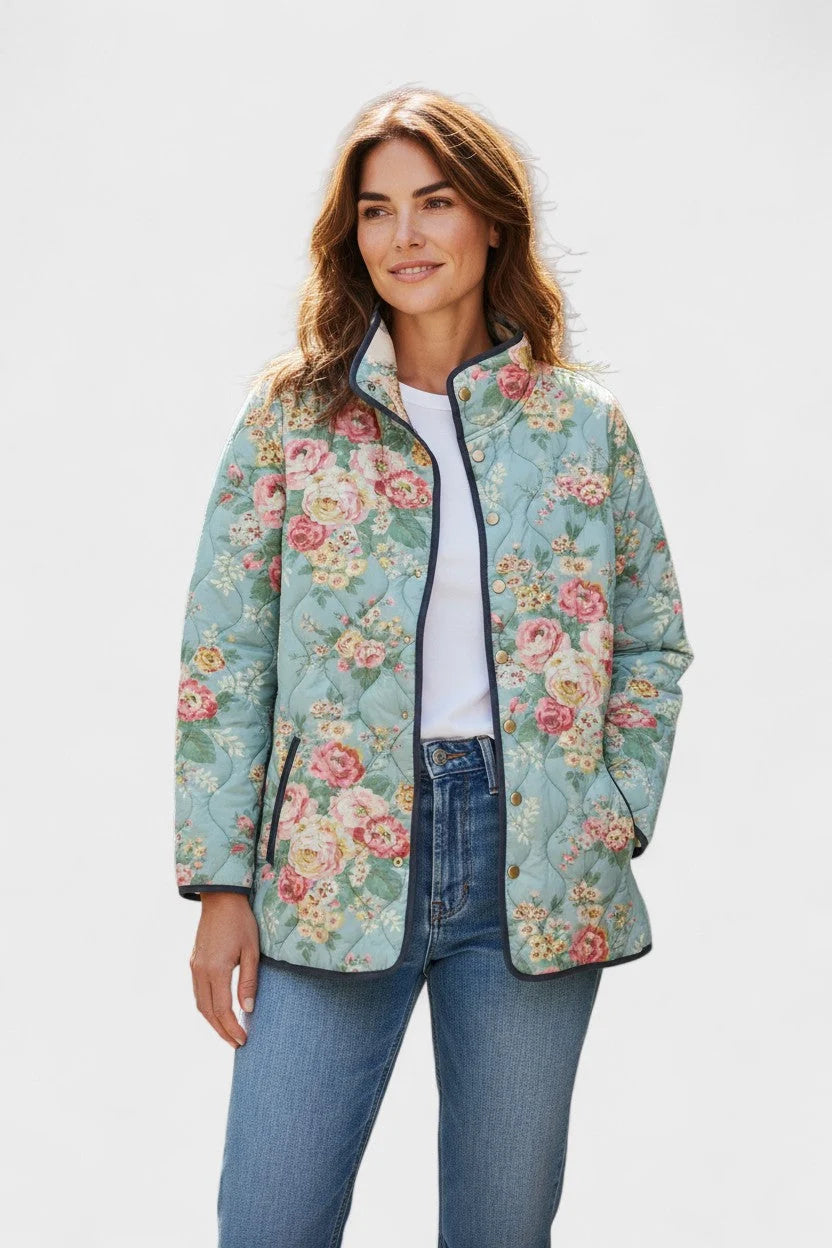 Florence | Women's Quilted Jacket | Floral Print · Eltrendio