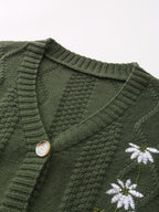 Florence | Women's V-Neck Cardigan | Floral Embroidery · Eltrendio