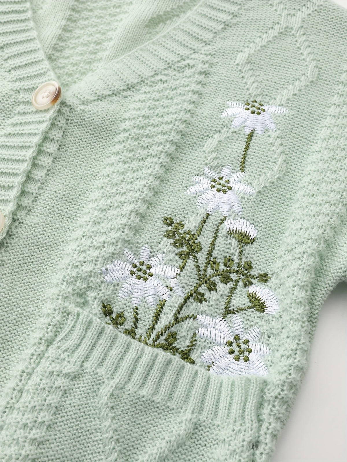 Florence | Women's V-Neck Cardigan | Floral Embroidery · Eltrendio