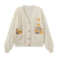 Florence | Women's V-Neck Cardigan | Floral Embroidery · Eltrendio