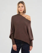 Freya | Women's Boat-Neck Jumper | Textured Sleeves · Eltrendio