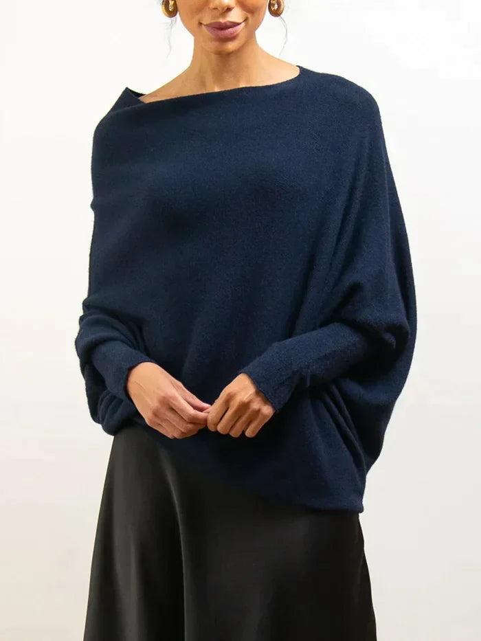 Freya | Women's Boat-Neck Jumper | Textured Sleeves · Eltrendio