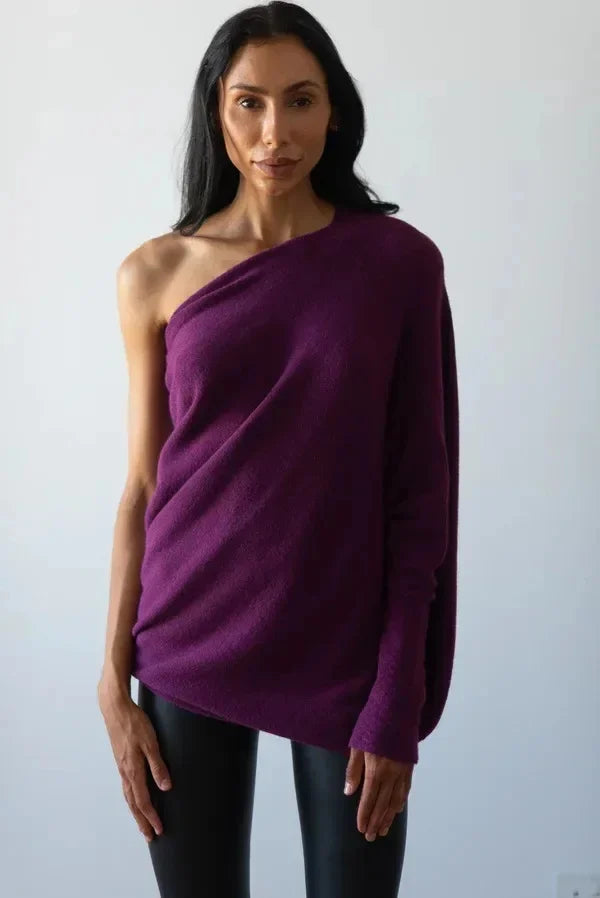 Freya | Women's Boat-Neck Jumper | Textured Sleeves · Eltrendio