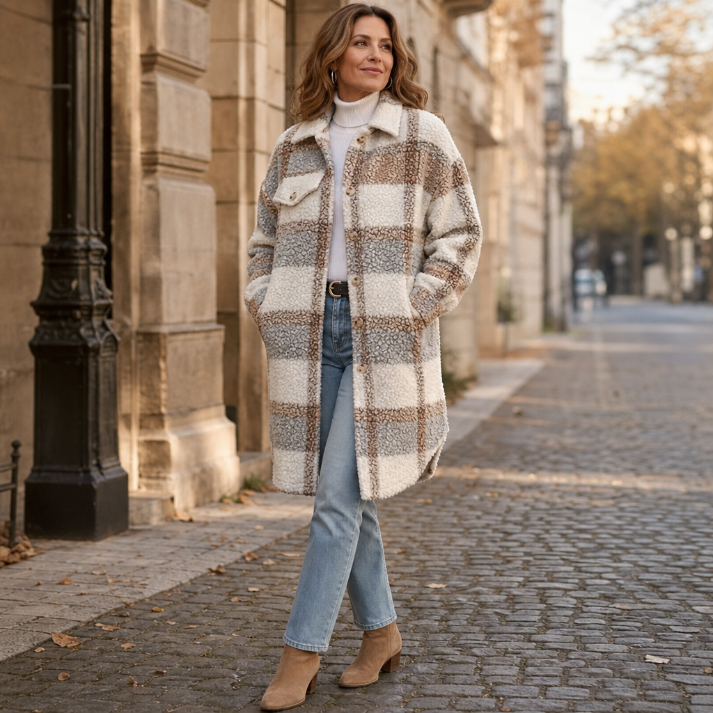 Freya | Women's Checked Shacket | Fleece · Eltrendio