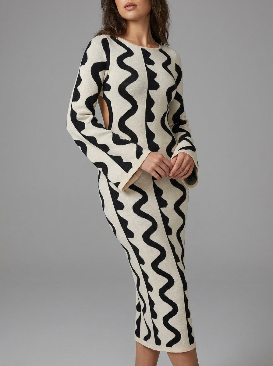 Freya | Women's Crew Neck Dress | Wave-Knit-Eltrendio