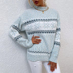 Freya | Women's Crewneck Jumper | Snowflake Knit · Eltrendio