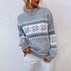 Freya | Women's Crewneck Jumper | Snowflake Knit · Eltrendio