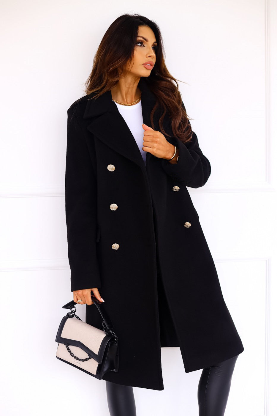 Freya | Women's Double-Breasted Coat | Gold Buttons · Eltrendio